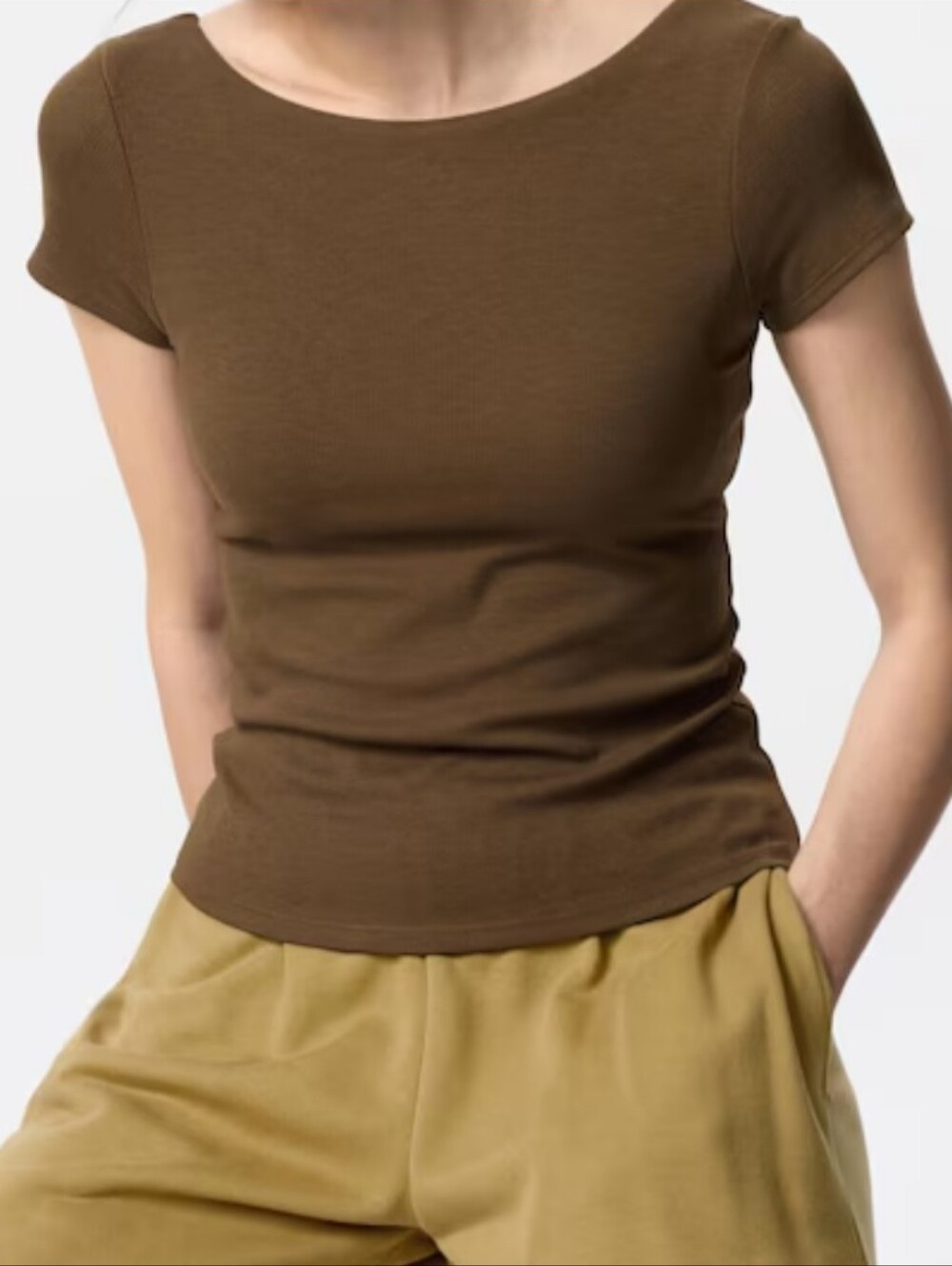 Uniqlo Airism Women’s Short Sleeve Bra Top - Brown Size XS